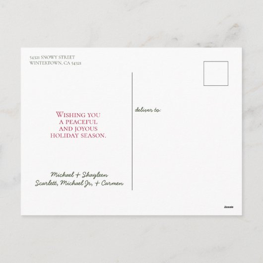 エレガントクリスマス・ポインセチアの休日の写真 シーズンポストカード (裏面)