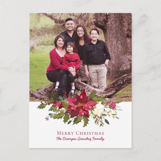 エレガントクリスマス・ポインセチアの休日の写真 シーズンポストカード (正面)