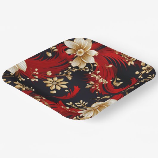 エレガントクリスマス・ポインセチア ペーパープレート (傾斜あり)