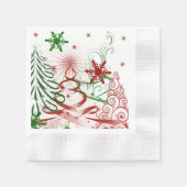 エレガントクリスマス、休日、赤と緑 縁ありカクテルナプキン (正面)