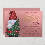エレガントクリスマス《写真》ぼけ味ツリーパーティー金ゴールドピンク 招待状 (正面/裏面)