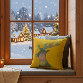 エレガントクリスマス《写真》ぼけ味トナカイ頭飾り クッション