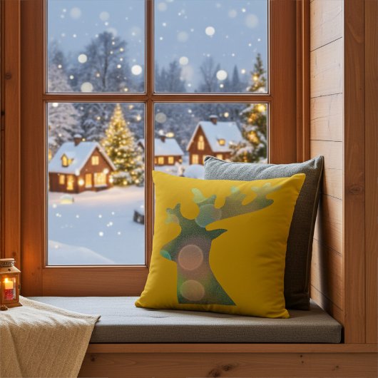 エレガントクリスマス《写真》ぼけ味トナカイ頭飾り クッション