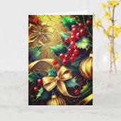 エレガントクリスマス、5" x 7"折り畳みグリーティングカード カード (黄色い花)