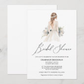 エレガントクリップアートガウンブライダルシャワー 招待状 (正面/裏面)