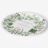 エレガントクローバーホースシューズ結婚植物園 ペーパープレート (アングル)