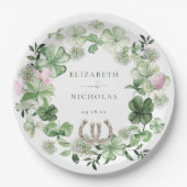 エレガントクローバーホースシューズ結婚植物園 ペーパープレート (正面)