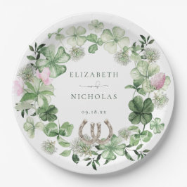 エレガントクローバーホースシューズ結婚植物園 ペーパープレート