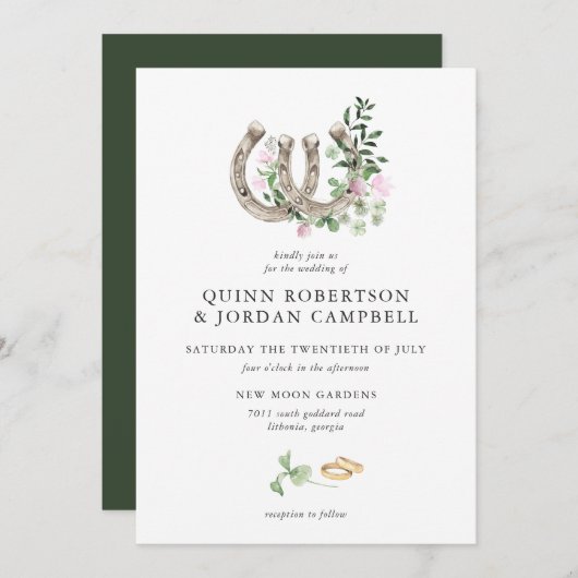 エレガントクローバーホースシューズ結婚植物園 招待状 (正面/裏面)