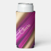 エレガントクーラーボックス-応援紫ピンクと金ゴールド- スリム缶クーラー (Seltzer正面)