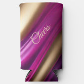 エレガントクーラーボックス-応援紫ピンクと金ゴールド- スリム缶クーラー (正面)