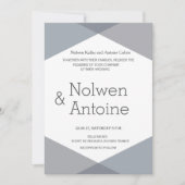 エレガントクールモダン薄紫灰色結婚幾何学模様 招待状 (正面)