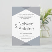 エレガントクールモダン薄紫灰色結婚幾何学模様 招待状 (スタンド正面)