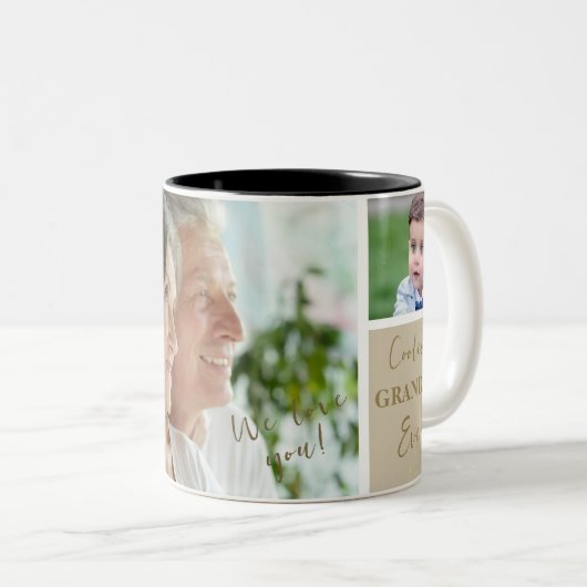 エレガントクール金ゴールド祖父母Ever Photo ツートーンマグカップ (正面右)
