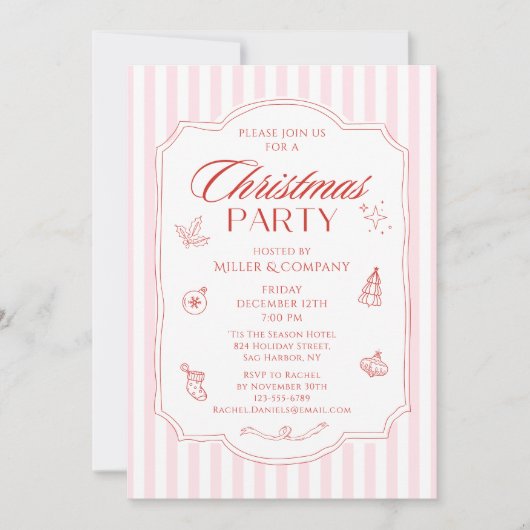 エレガントク企業のリスマスパーティー会社の休日 招待状 (正面)