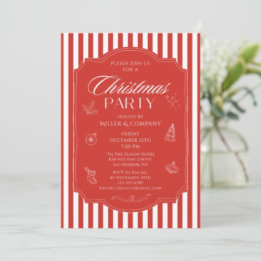 エレガントク企業のリスマスパーティー会社の休日 招待状 (スタンド正面)