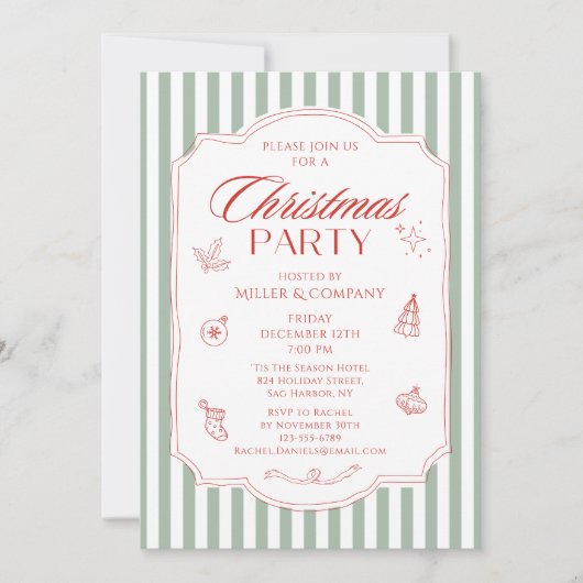 エレガントク企業のリスマスパーティー会社の休日 招待状 (正面)