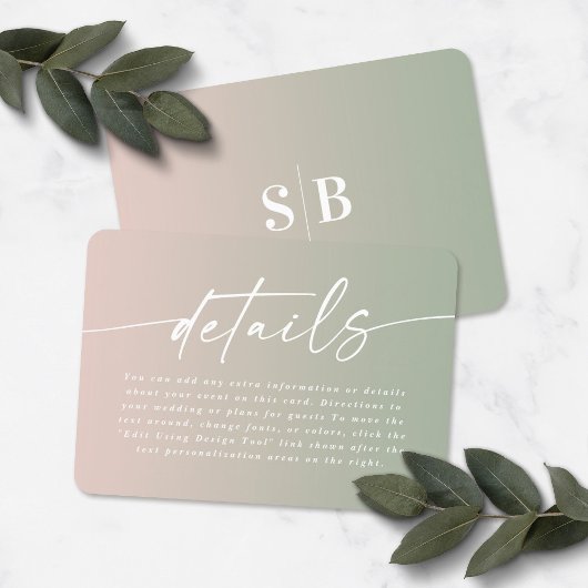 エレガントググラデーションリー&赤面ピンク結婚の詳細 エンクロージャーカード