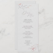 エレガントグシンプルレーと赤の花ディナーメニュー メニュー (正面/裏面)