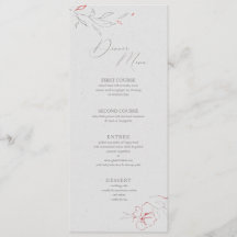 エレガントグシンプルレーと赤の花ディナーメニュー