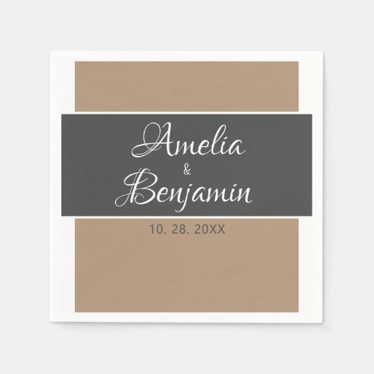 エレガントグシンプルレータイポグラフィ結婚ズ スタンダードカクテルナプキン (正面)