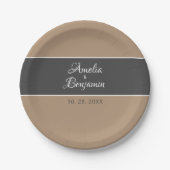 エレガントグシンプルレータイポグラフィ結婚ズ ペーパープレート (正面)