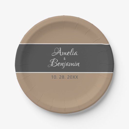 エレガントグシンプルレータイポグラフィ結婚ズ ペーパープレート (正面)