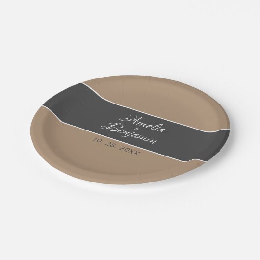 エレガントグシンプルレータイポグラフィ結婚ズ ペーパープレート (アングル)