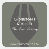 エレガントグミニマルレーブラックフォークシェフケータリング スクエアシール (正面)