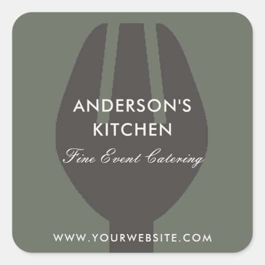 エレガントグミニマルレーブラックフォークシェフケータリング スクエアシール (正面)