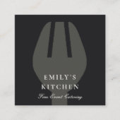 エレガントグミニマルレーブラックフォークシェフケータリング スクエア名刺 (正面)