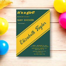 エレガントグモダンリーンと金ゴールド高級ベビーシャワー 招待状