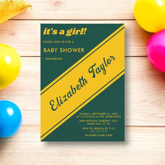 エレガントグモダンリーンと金ゴールド高級ベビーシャワー 招待状