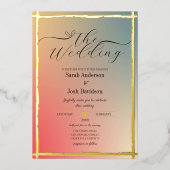 エレガントグラデグラデーションーション金縁ど額写真 箔招待状 (正面)