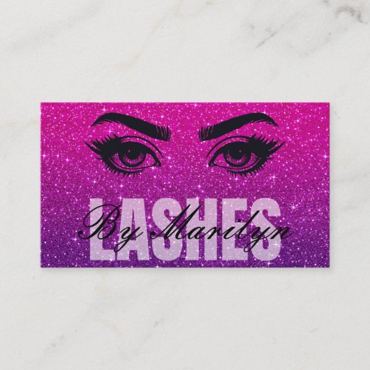 エレガントグラデーションはっきりしたグリッターLash Tech QRコード 名刺 (正面)