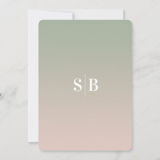 エレガントグラデーショングリーンとピンクセフォーマルミ結婚ーズ 招待状 (裏面)