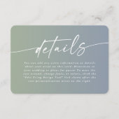 エレガントグラデーションダスティブルー&グ結婚リーン詳細 エンクロージャーカード (正面)