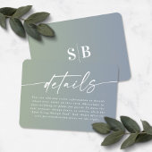 エレガントグラデーションダスティブルー&グ結婚リーン詳細 エンクロージャーカード