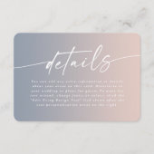 エレガントグラデーションダスティブルー&ピンク結婚詳細 エンクロージャーカード (正面)