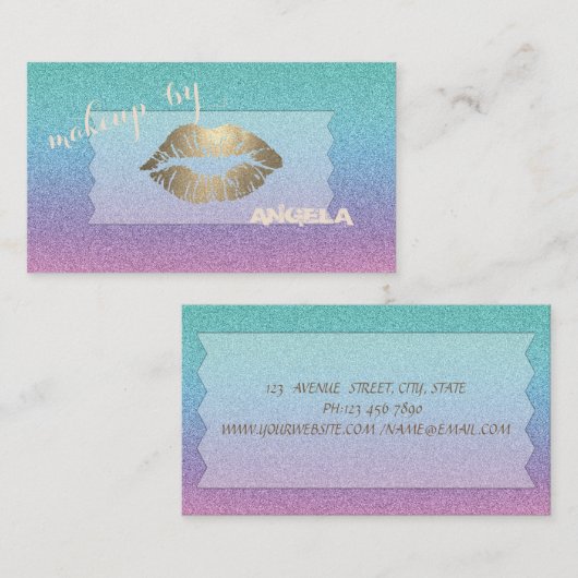 エレガントグラデーションモダングリッター唇、メイクアップ 名刺