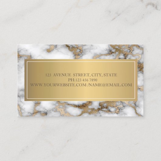 エレガントグラデーションモダン大理石金ゴールド 名刺 (裏面)