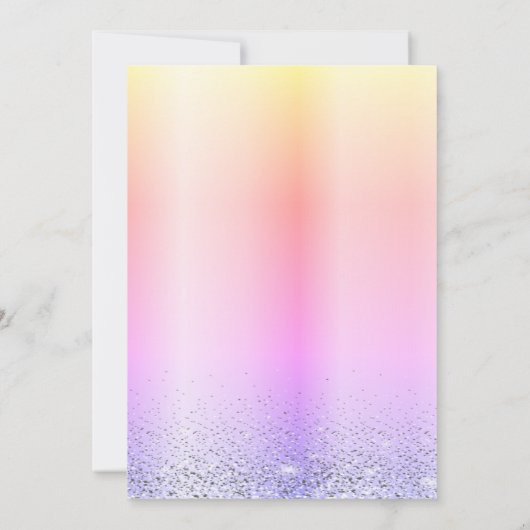 エレガントグラデーションモダン紙吹雪Sweet 16 招待状 (裏面)