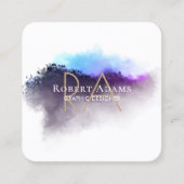 エレガントグラデーション水抽象芸術モノグラムの スクエア名刺 (正面)