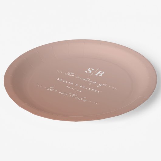 エレガントグラデーション粘土とピモノグラムのッ結婚ク ペーパープレート (アングル)