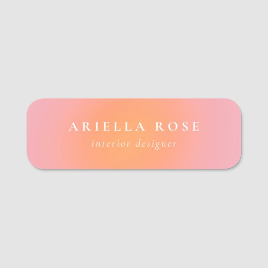 エレガントグラデーション赤面ピンクミニマルプロフェッショナル 名札 (正面)
