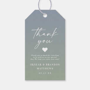 エレガントグラデーションDusty Blue & Green結婚 S Thank You ギフトタグ