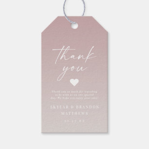 エレガントグラデーションMauve & Off-White結婚 S Thank You ギフトタグ