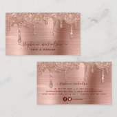 エレガントグラムバラ金ゴールドグリッタードリップヘアメイクアップ 名刺 (正面/裏面)