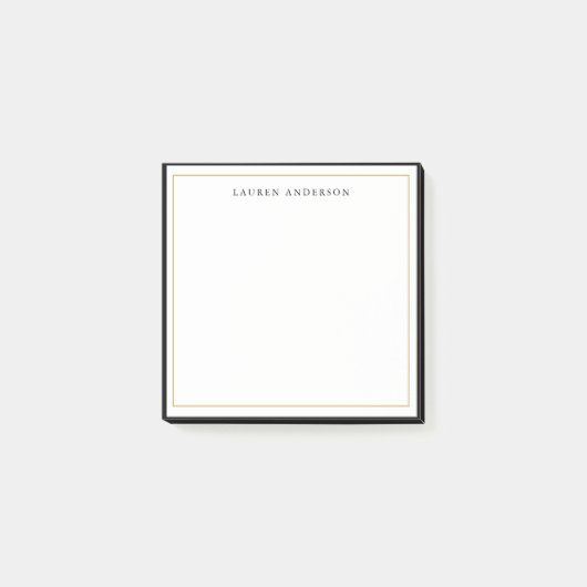 エレガントグラム金ゴールド&ブラック縁どフラット ポストイット (正面)