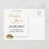 エレガントグリッターの結婚リングや輪日付カードを保存する 案内ポストカード (裏面)